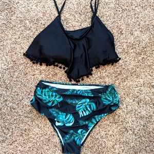 Women's high waisted 2 piece bathing suit size L